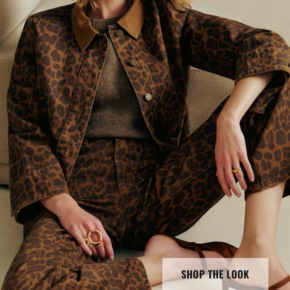 Sezane Brown Leopard Utility Jacket